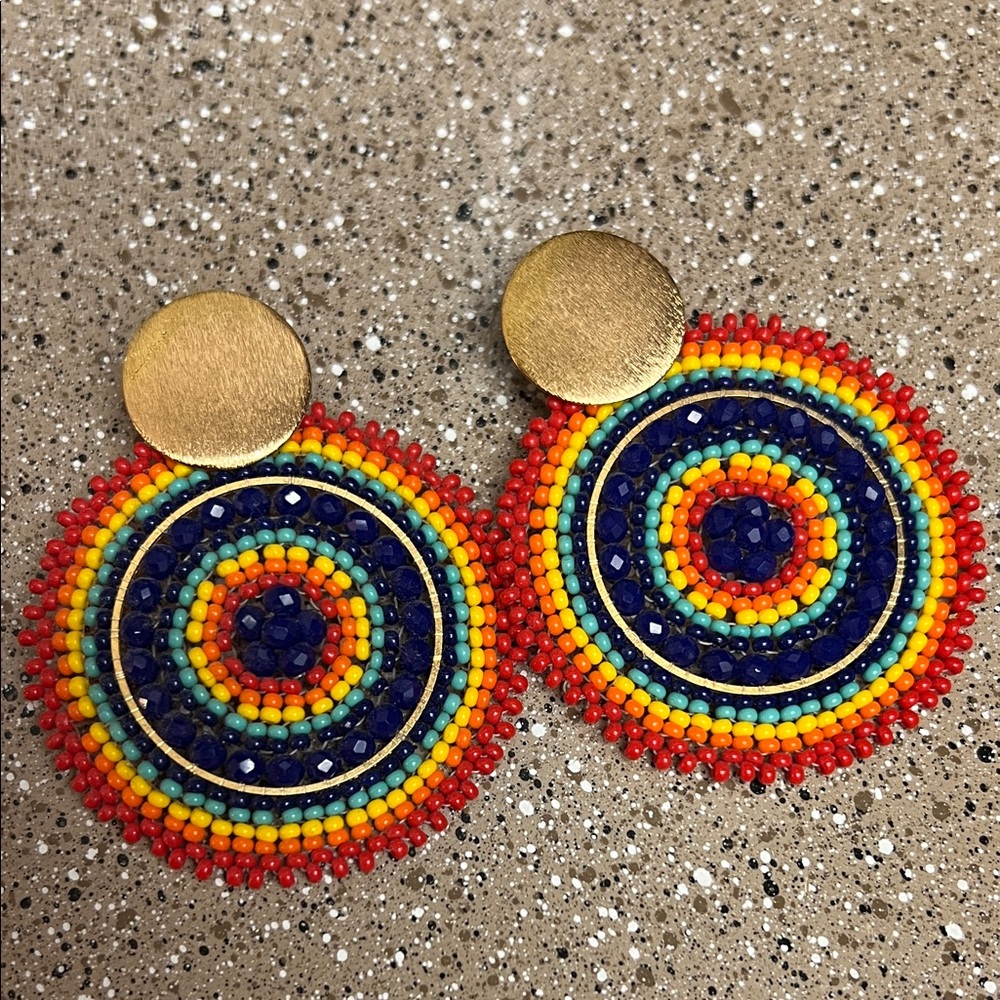 Colorful Beaded Circle Earrings